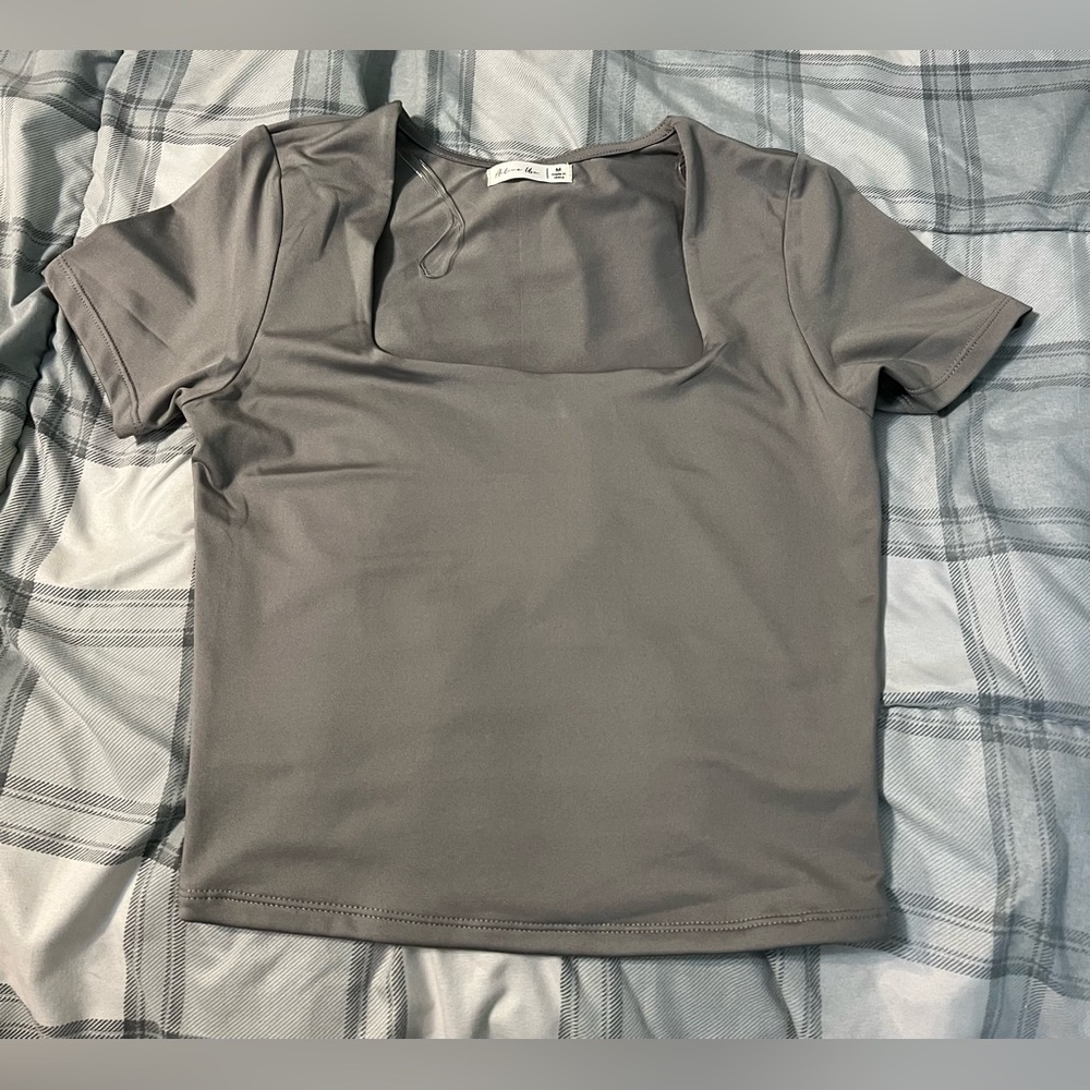 Gray Square Neck Women's Top
